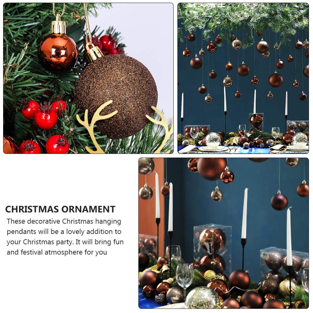 Toyvian 1 pudełko / 100 sztuk bombek choinkowych z ornamentami z tworzywa sztucznego, nietłukące się, brokatowe bombki choinkowe, zawieszka, dekoracja weselna (6 cm, kawowe)