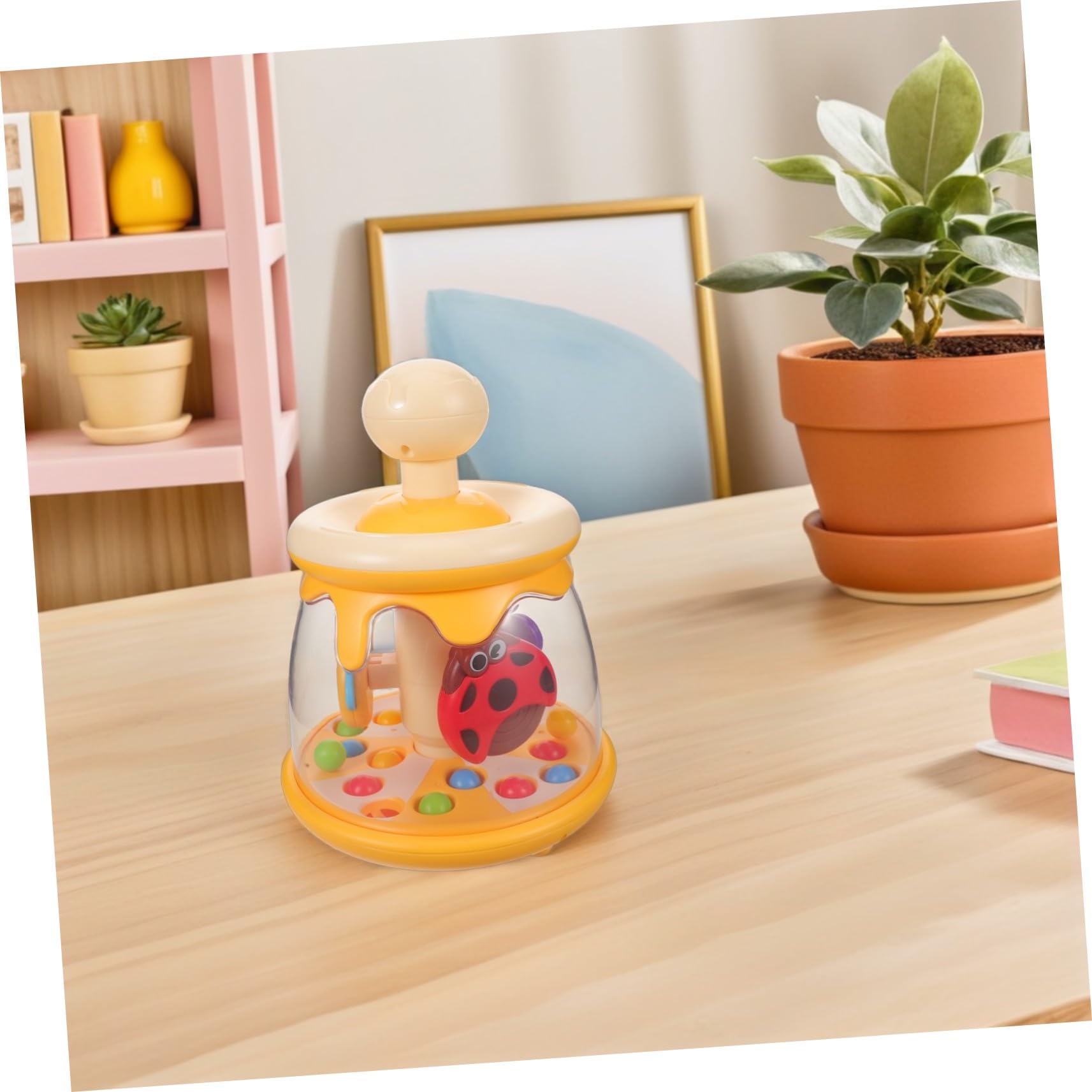 Juguete Sensorial Infantil Pelota Saltarina Interactiva Montessori con Función de Presionar y Girar para Desarrollo Motor y Coordinación Pequeños