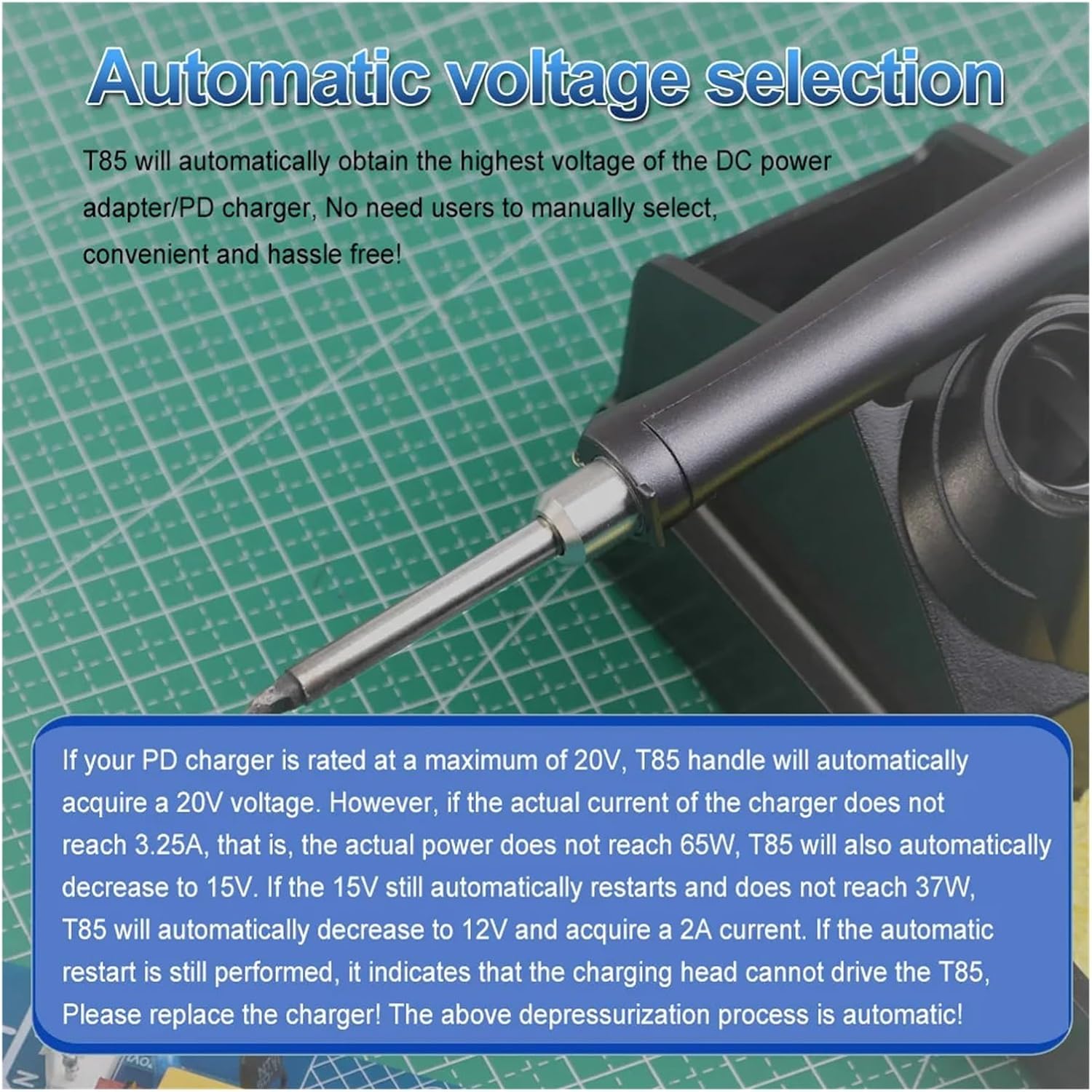 Soldering Iron Kit Electric Soldering Iron Kit with Iron Tip 65W Repair Tool Soldering Station Pencil Smart Portable Iron (T85 with Ts)