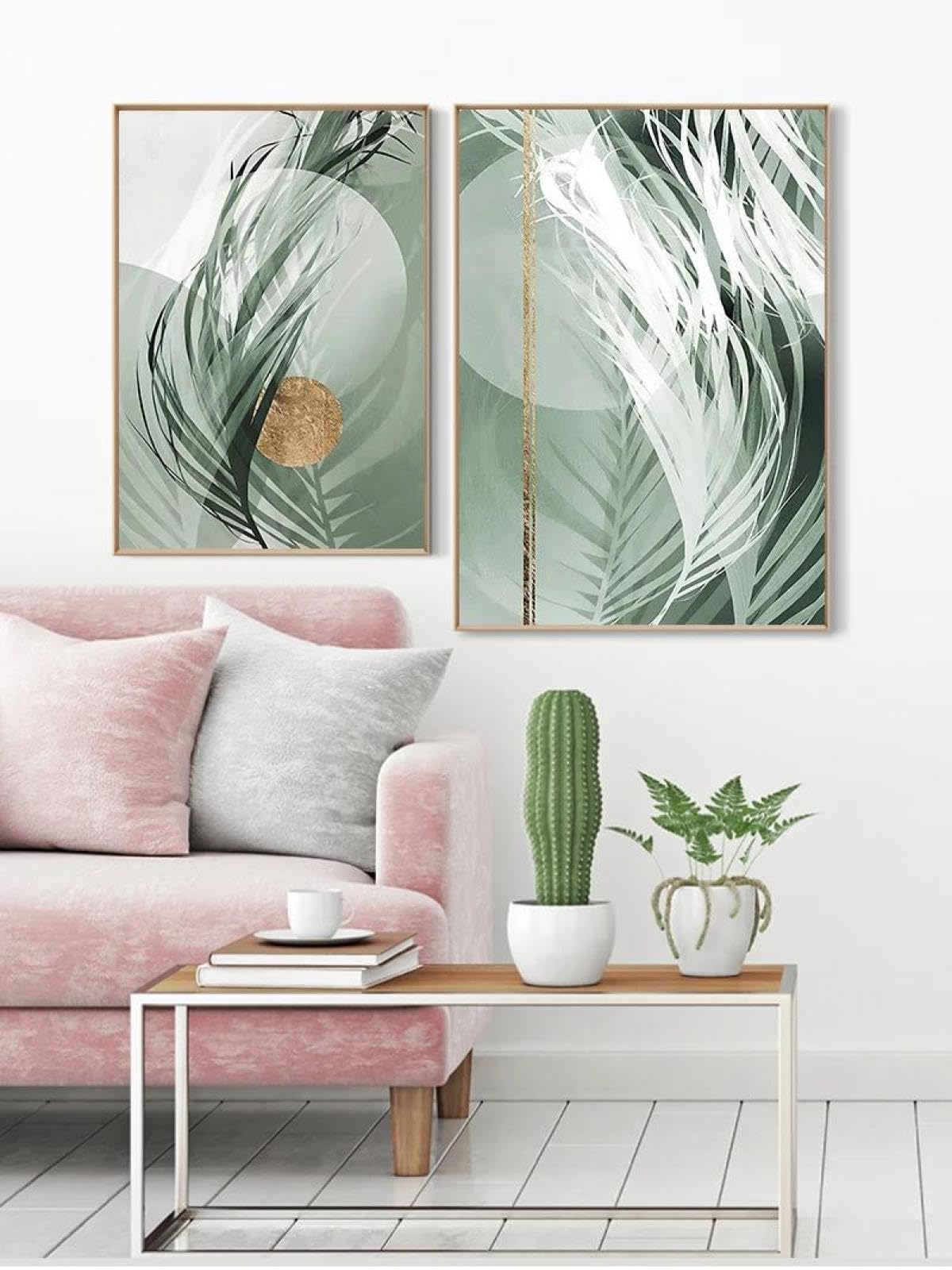 Baibexing Nordic Plant Leaves Sunlight Shades Wall Art Canvas Painting Posters And Prints Wall Pictures For Living Room Decor 50X70Cmx2Pcs Unframed