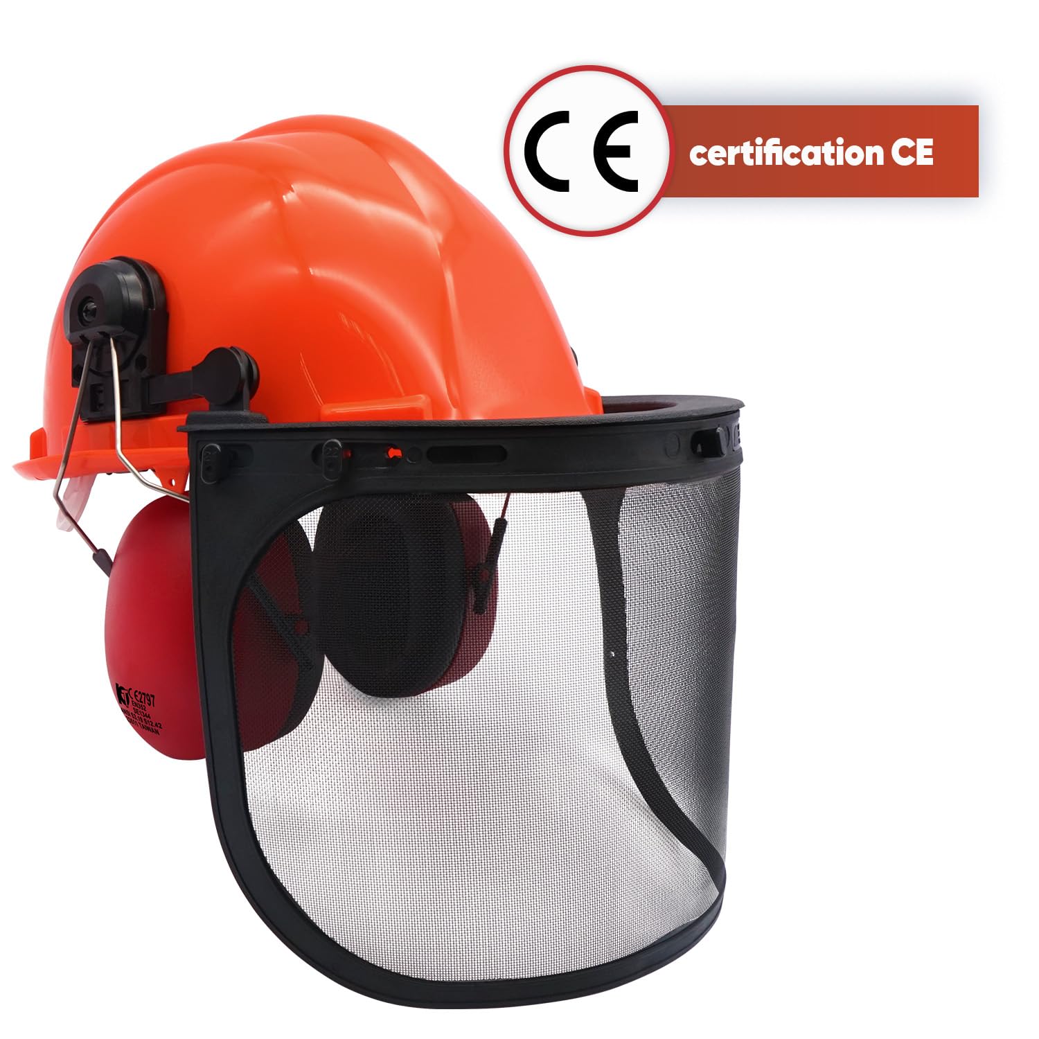 OZAKI - Casque Forestier Professionnel pour Tronçonnage & Débroussaillage - avec Protection Anti Bruit 25dB, Visière Grillagée Classe F 45m/s et Lunettes