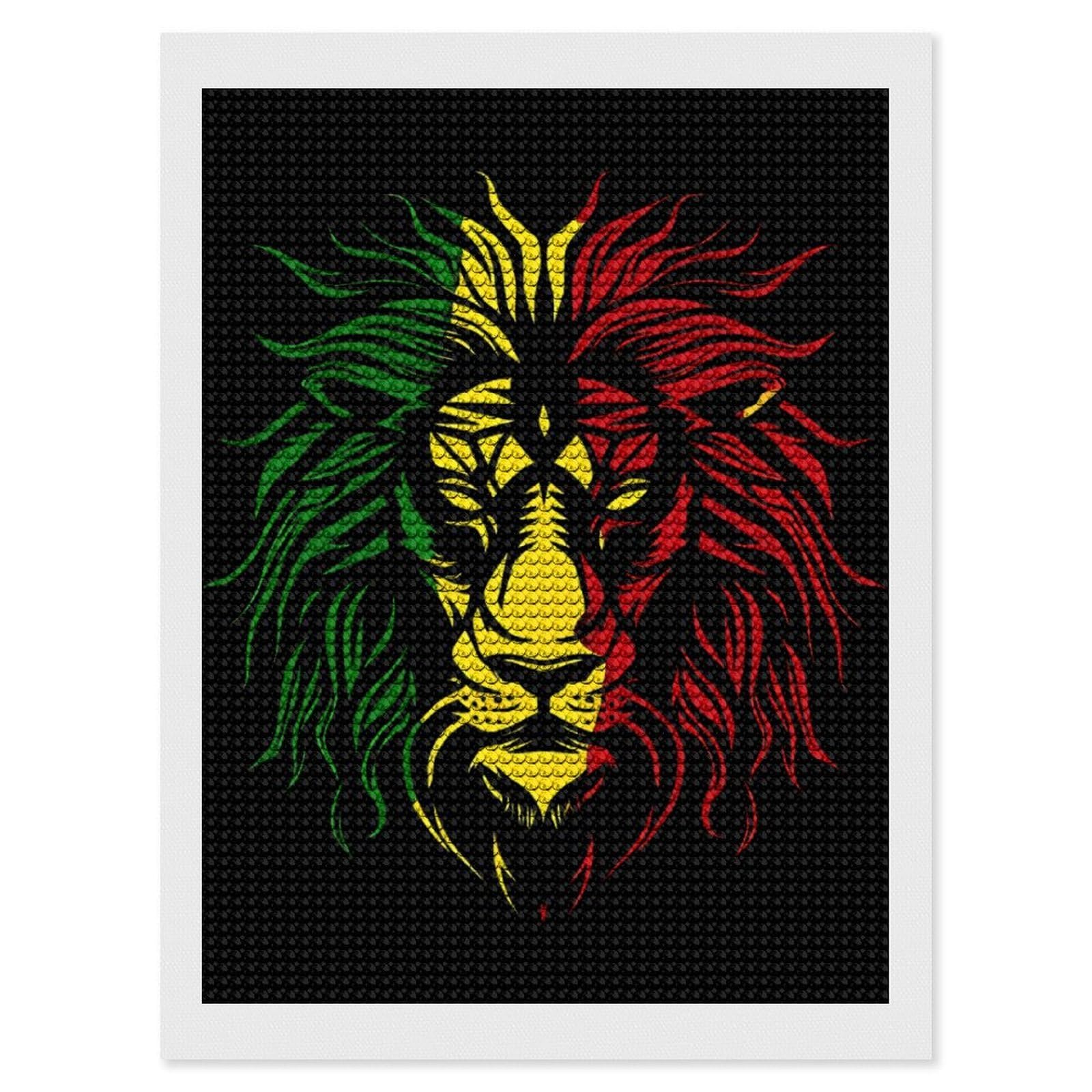 Nclqvjxzkhw Style African Lion Rasta Jamaica Diamond Art Painting For Adult Round Diamonds Pictures Arts Crafts Home Wall Decor 12"X16"
