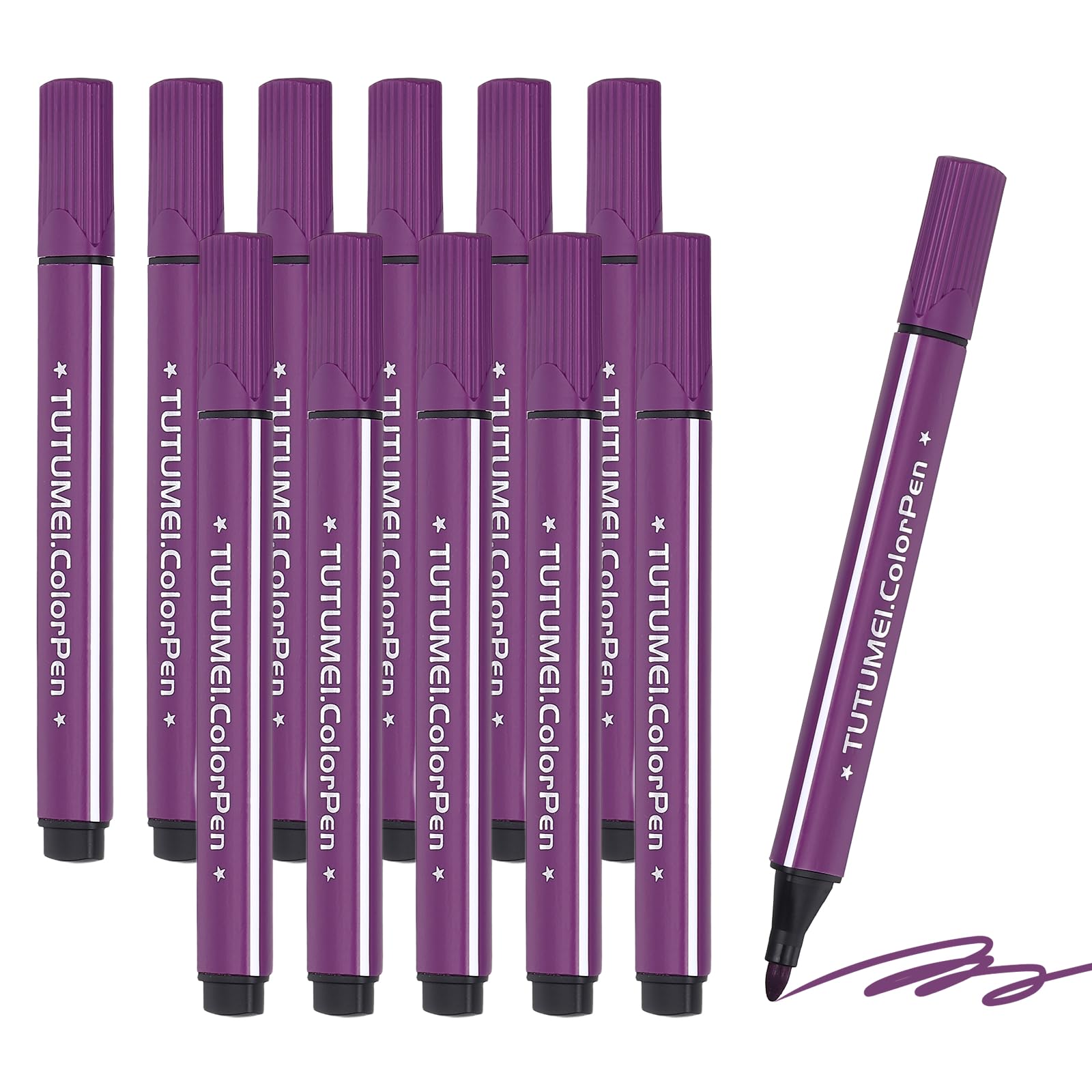 PATIKIL Coloring Markers, 12 Pack Light Purple Triangle Washable Drawing Doodling Markers Easy to Clean Bright Color Pen Bulk for Adult Coloring Books Home Office and Study Use