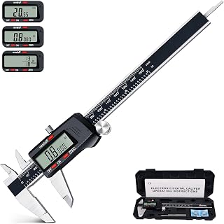 Kynup 6 Inch Digital Vernier Caliper - Stainless Steel Micrometer Tool, Large LCD, Auto-Off, Inch/MM/Fraction, ±0.001" Accuracy