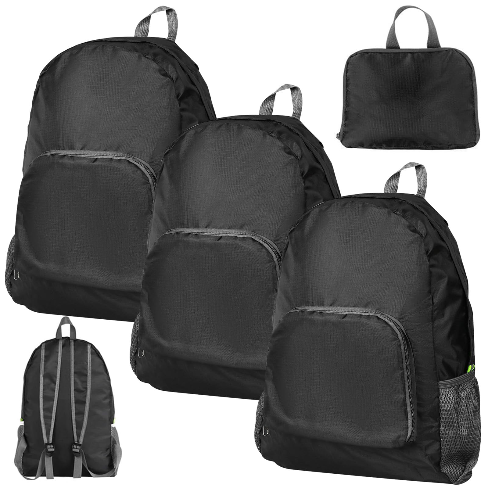 3pcs Foldable Backpack Lightweight - 15L Waterproof Small Fishing Rucksack Packable Daypack for Travelling, Durable Ultralight Packable Practical Gifts Walking Backpack for Women Men Outdoor Camping