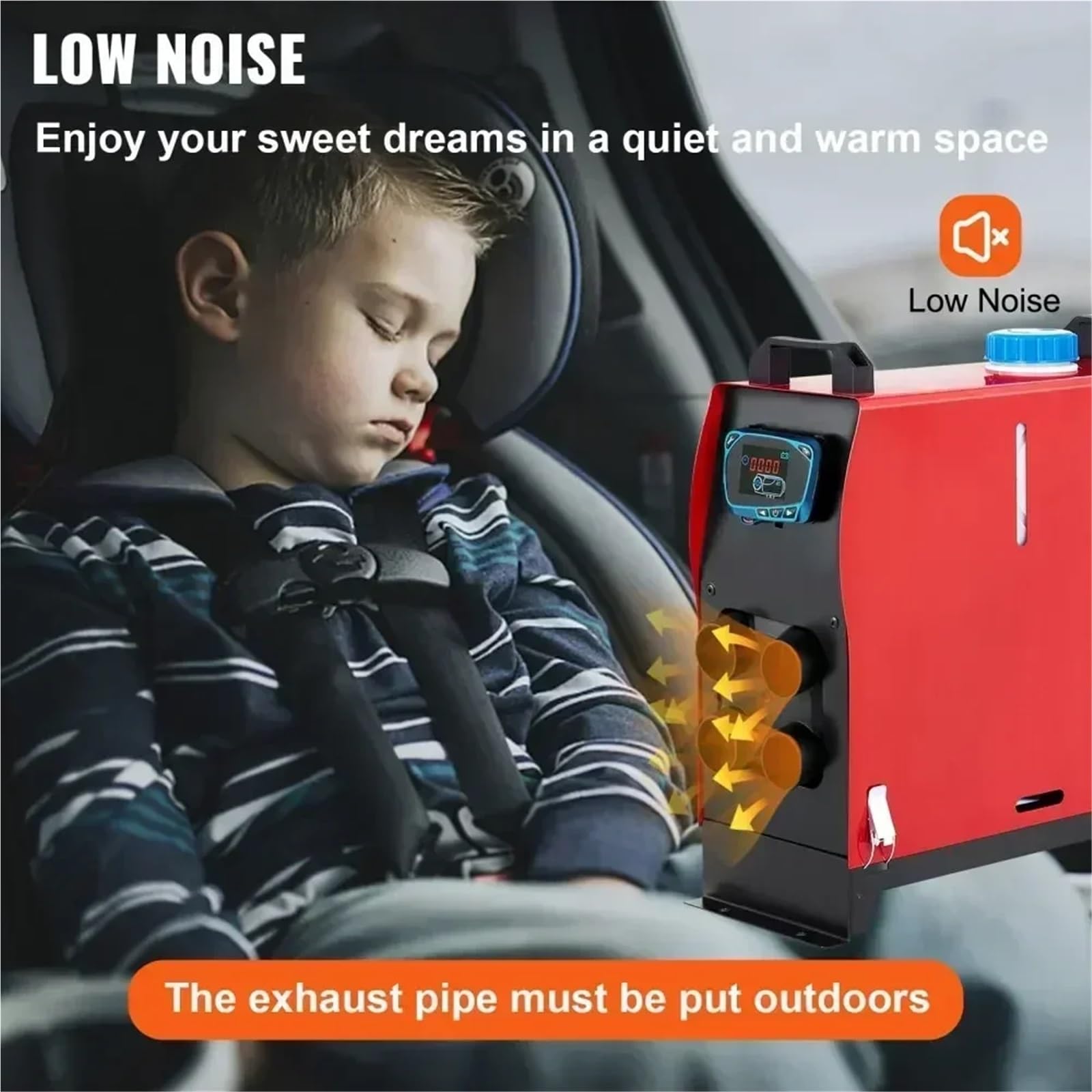 samochodowy Nagrzewnica Ogrzewacz powietrza na olej napędowy 5 kW, 12 V, wielofunkcyjny, ogrzewanie postojowe, 4 otwory, monitor LCD, szybkie nagrzewanie Nagrzewnica postojowa