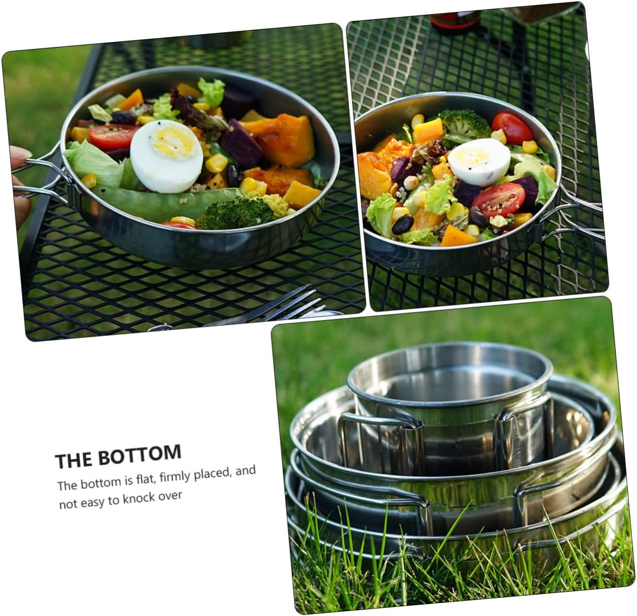 Generic Sanitary 5pc Stainless Steel Camping Picnic Bowl Cups Utensil Set Safe for Outdoor