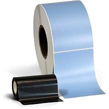 4" X 6" Thermal Transfer Requires Ribbon Perfed Stickers Labels for Shipping Labels & Color Coding - 1000 Per Roll on 3" Core - Compatible with Zebra, Datamax, Sato, and More 4 Pack, Blue