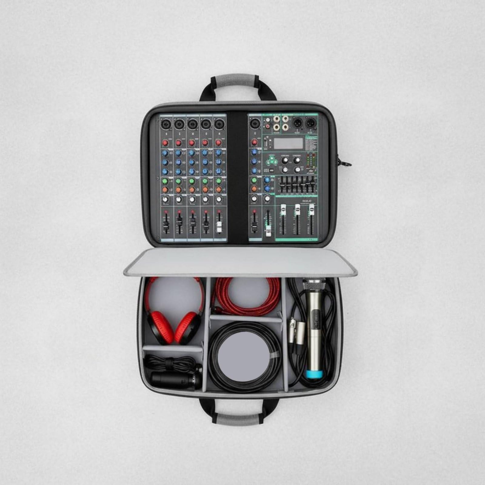Organizador de Equipo de Grabación Múltiples Bolsillos Bolsa Organizadora Equipo Sonido Compartimentos Ajustables Funda Protectora para Músicos