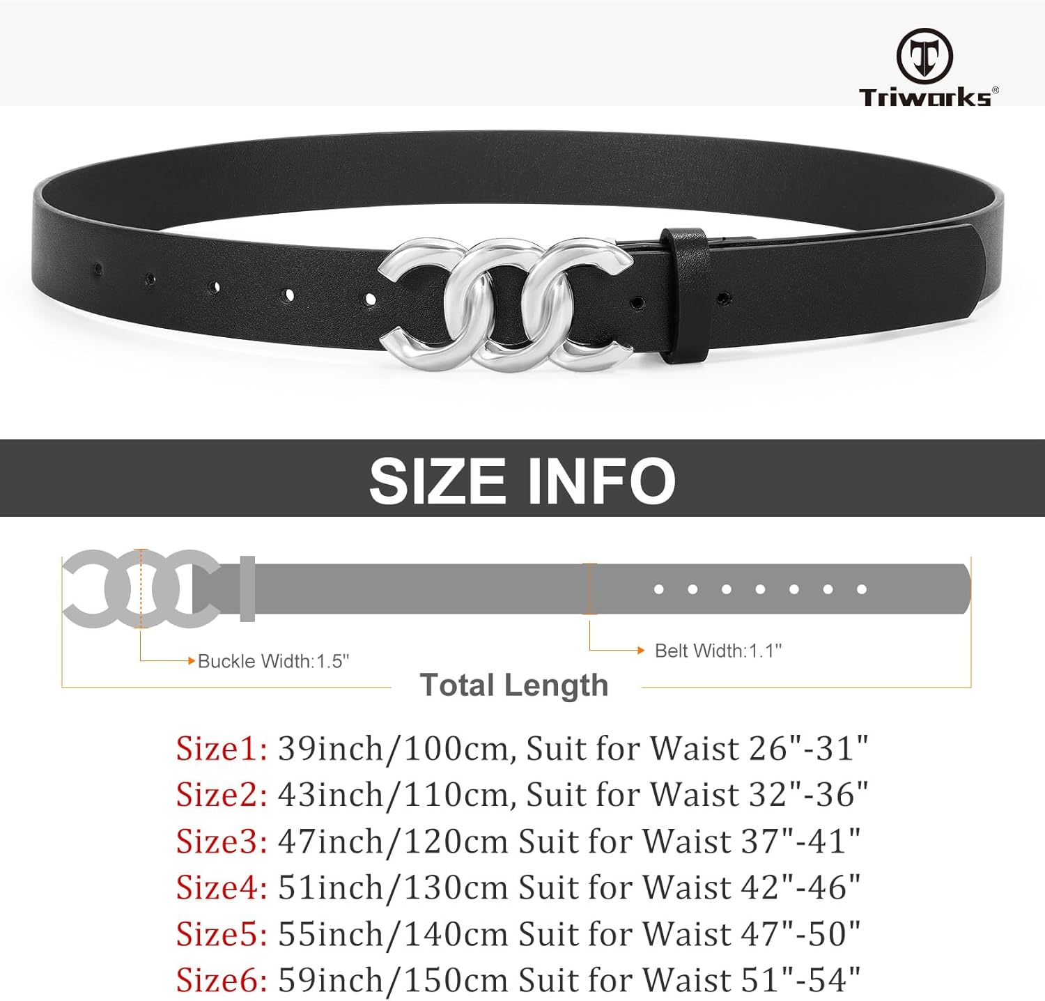 TRIWORKS 3 Pack Women's Belts for Jeans Pants Fashion Waist Belts for Ladies Leather Belts - Image 6