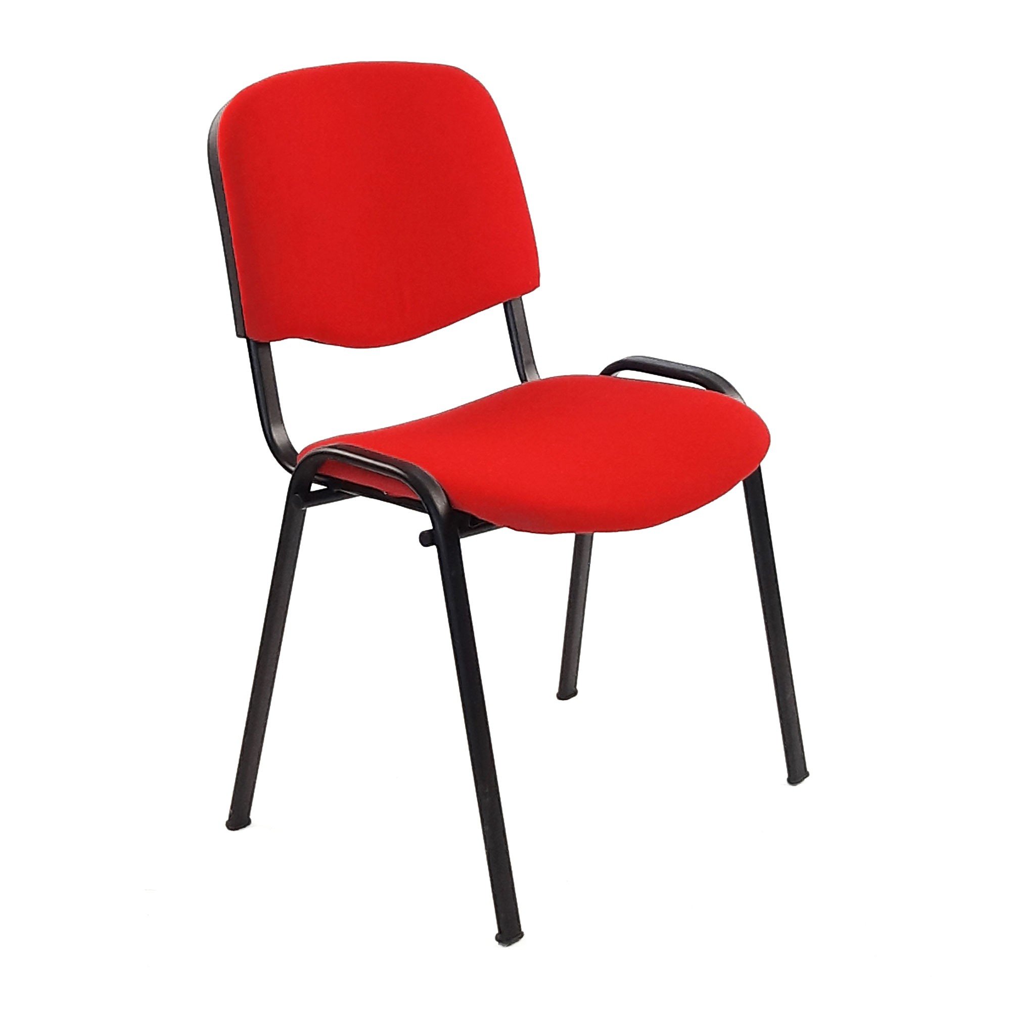 Sedia da Ufficio Poltrona Fissa per Sala Attesa metallo e cotone/panno Modello Felicia C02 colore Rosso Confezione da 1PZ