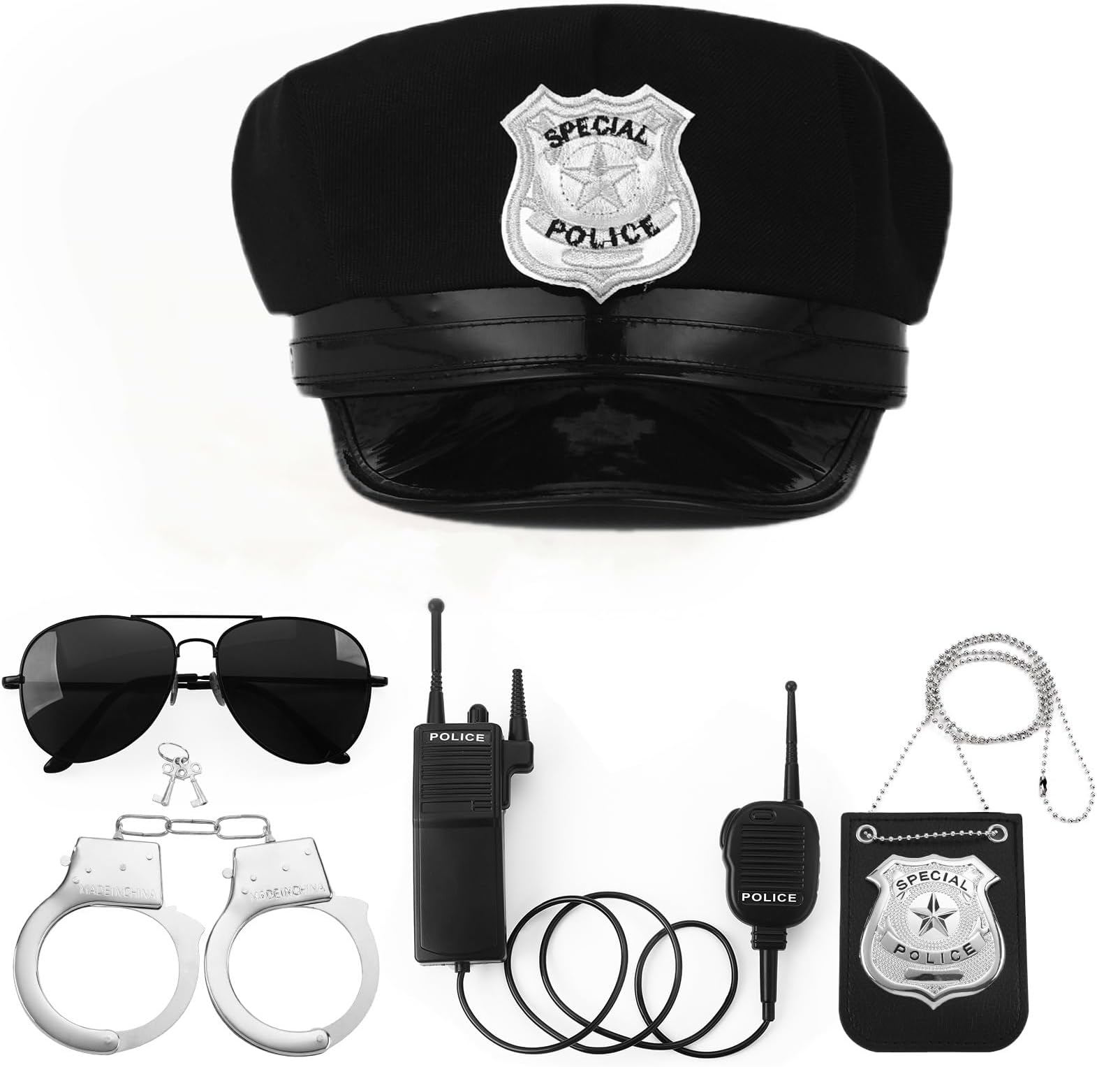 Police Costume Accessories Adjustable Cop Hat for Adults Boys Girls Police Officer Theater Dress Up Theme Party