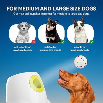 ALL FOR PAWS Large Automatic Dog Ball Launcher with 6PCS 6.35CM EPTU Balls, Ball Thrower for Medium to Large Dogs, Interactive Dog Fetch Toy for Mental & Physical Exercise, Launches Up to 64ft