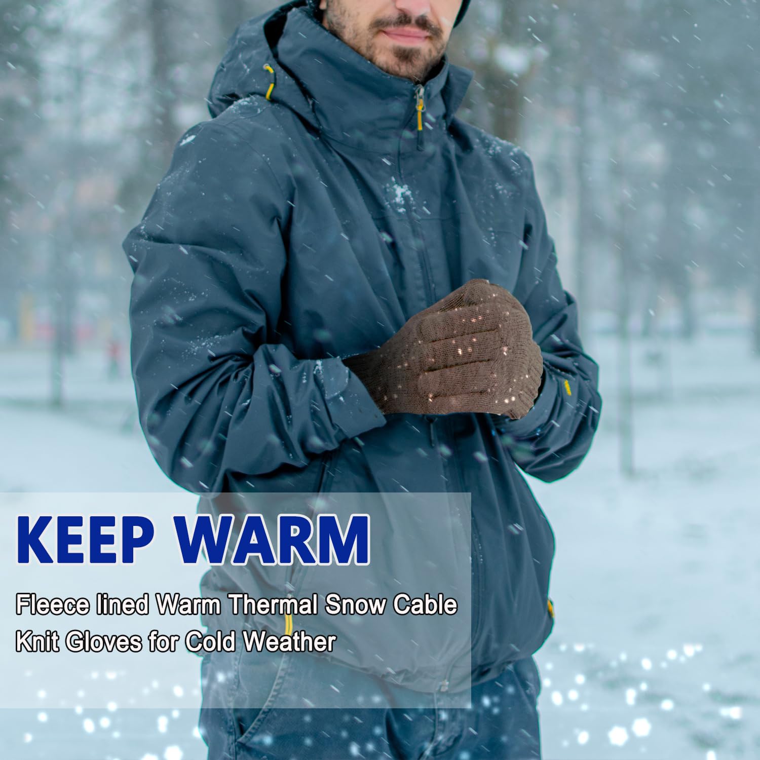 Beurlike Guantes de invierno de lana para hombres y mujeres, con forro polar, para pantalla táctil, cálidos, térmicos, para nieve, guantes de punto trenzado para clima frío, regalo