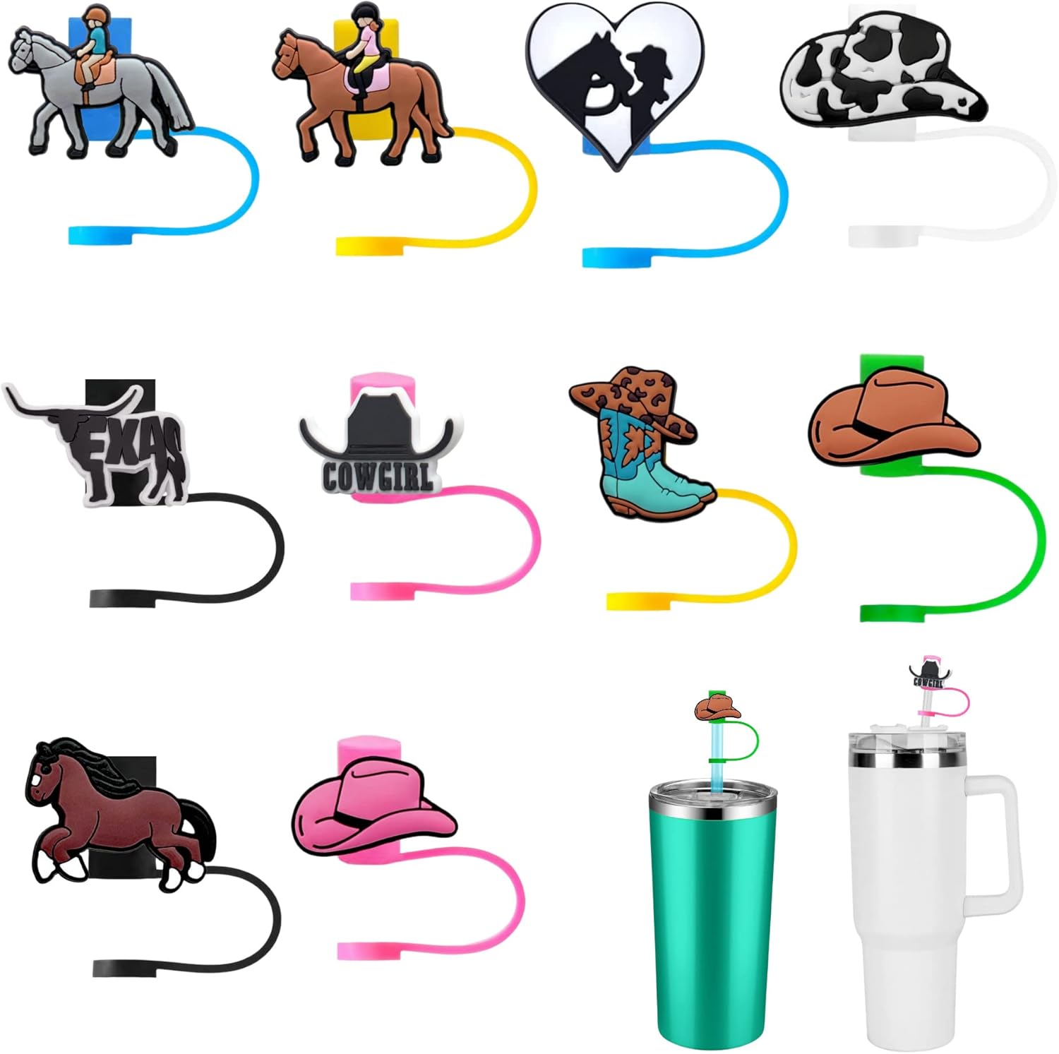 COOTRUKER 10pcs Reusable Straws Covers Caps Straw Toppers