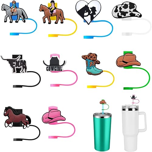 Miniatura 1 de 10 fundas reutilizables para popotes, tapas para popotes para vasos, bonitas puntas de silicona para beber, tapas para popotes de 0.315 a 0.315