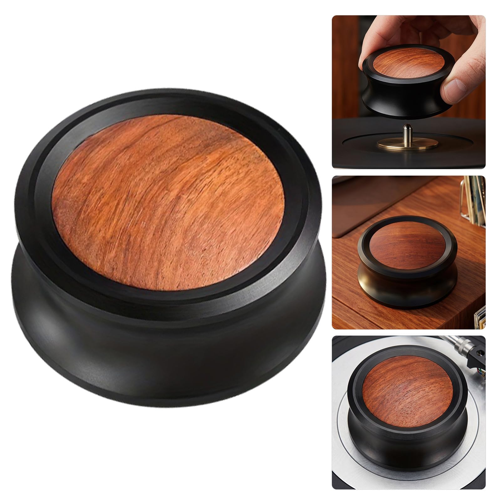 ibasenice Stabilizzatore per Piatto in Alluminio e Legno Distribuzione Uniforme della Pressione per Vinile per Feste Musicali