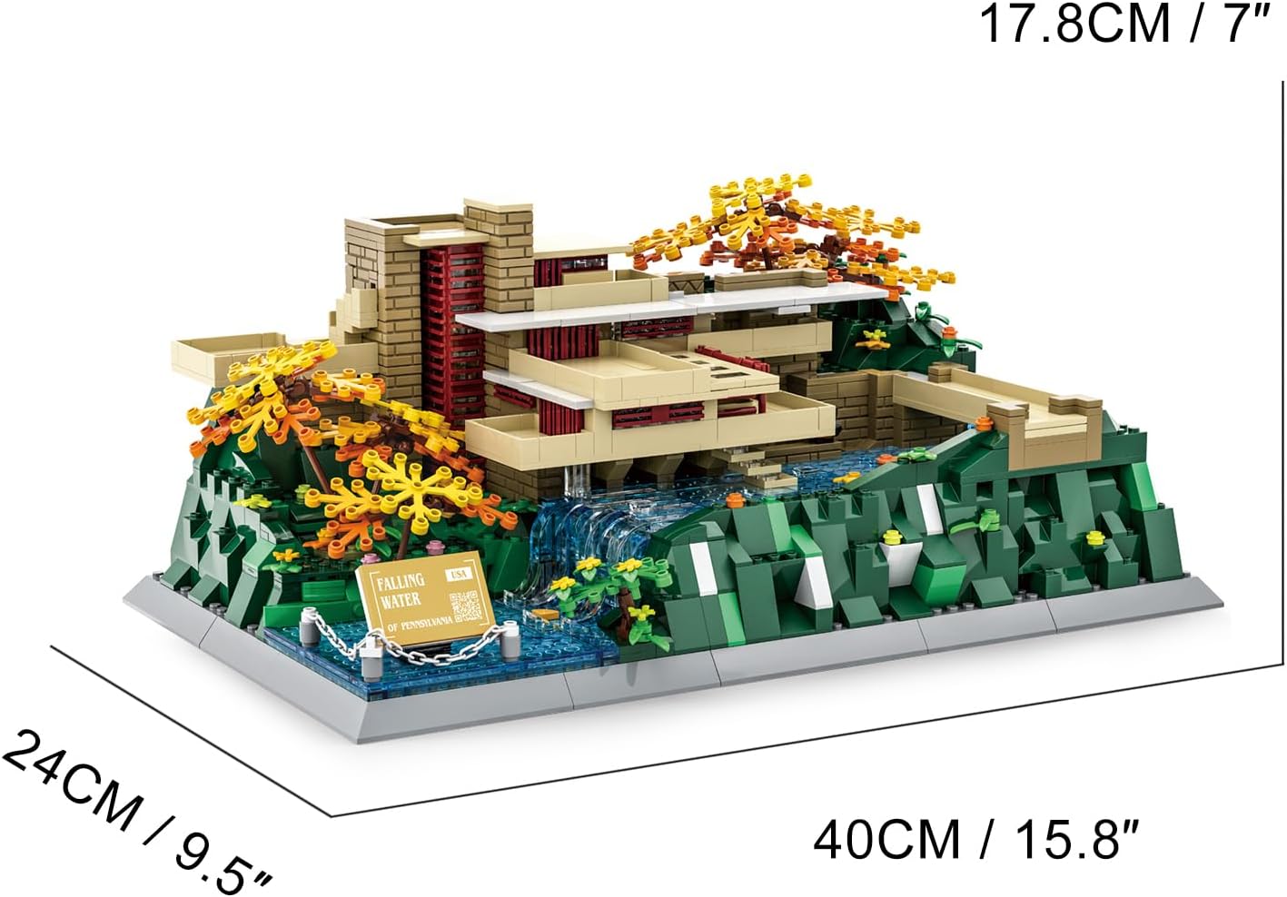 1221Pcs Fallingwater Pennsylvania Building Set World Landmark Architecture Model Collectible Toy for Kids and Adults