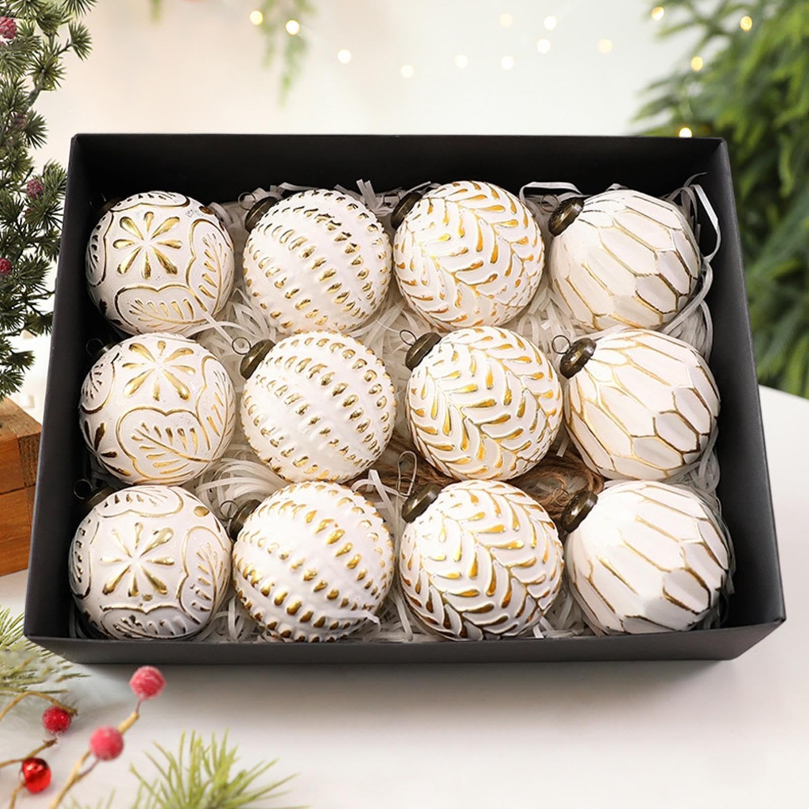 Bolas de Navidad Juego de 12 Colgantes Vintage de Invierno