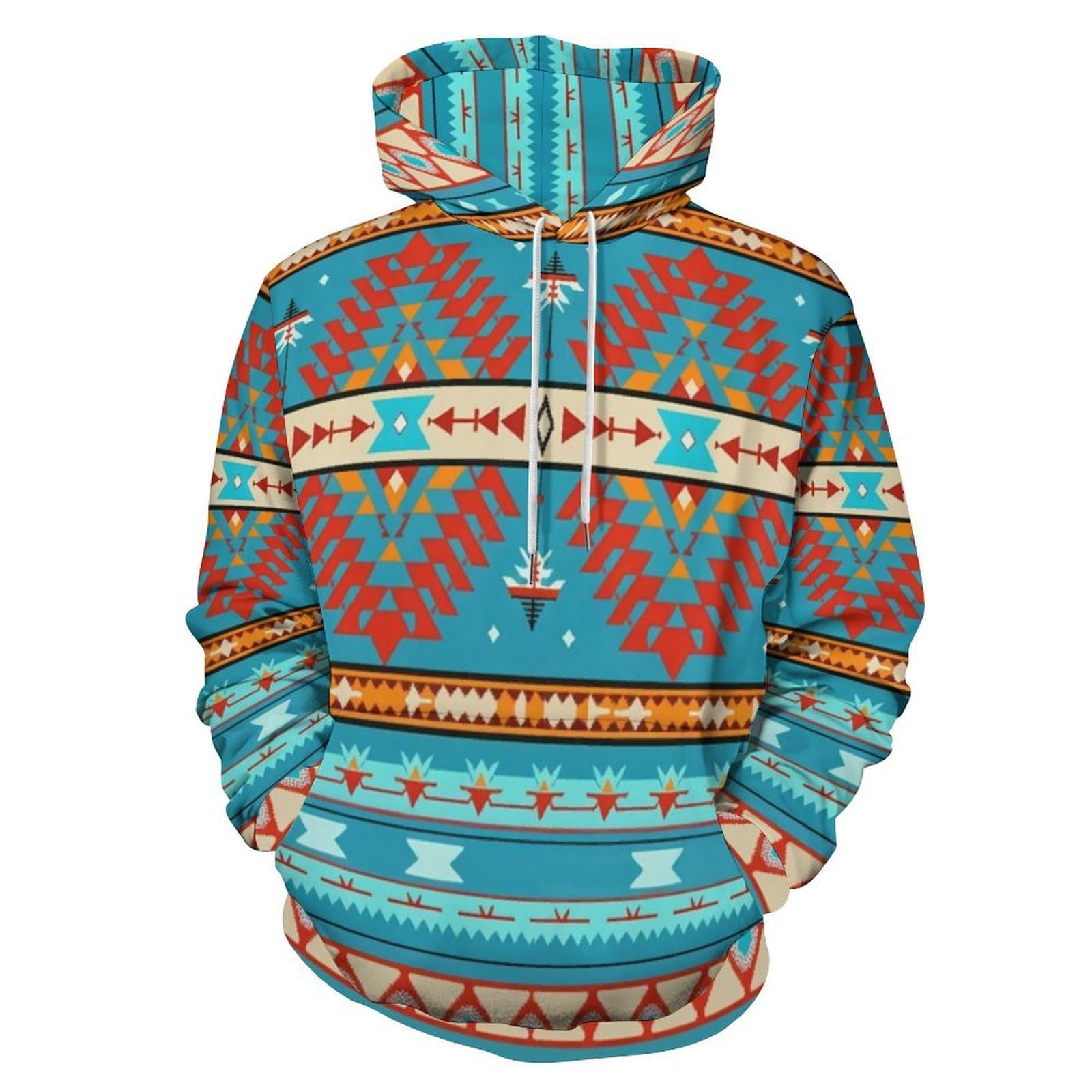 Sweat à capuche imprimé 3D géométrique pull chaud manches longues hiver - 8