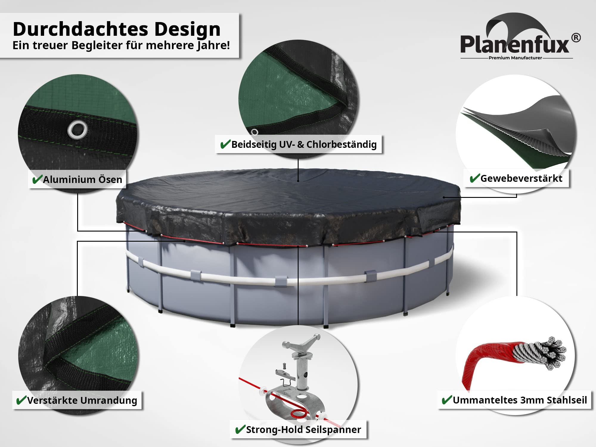 Planenfux® Zwembadafdekking Rond, 450 Cm Voor 420 460 Cm , 2 In 1 Zwembadzeil Van 200 G M2 Pe Materiaal Zonnezeil Zwembad Voor Zomer En Winter Afdekzeil Diameter 520 690521634 Planenfux® Zwembadafdekking Rond, 450 Cm Voor 420 460 Cm , 2 In 1 Zwembadzeil Van 200 G M2 Pe Materiaal Zonnezeil Zwembad Voor Zomer En Winter Afdekzeil Diameter 520 690521634