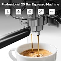 Vista 2 de Máquina de café expreso de 20 bares, cafetera compacta con espumador de leche para café con leche y capuchino, limpieza automática/tanque extraíble