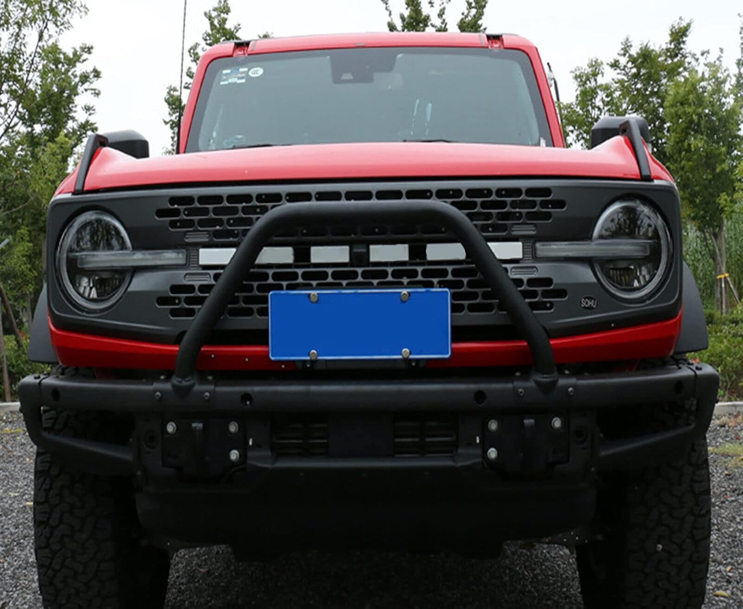 1 Pcs Tungsten Steel Modular Front Bumper Fits for Ford Bronco Safari Bar 2021 2022 2023, Black