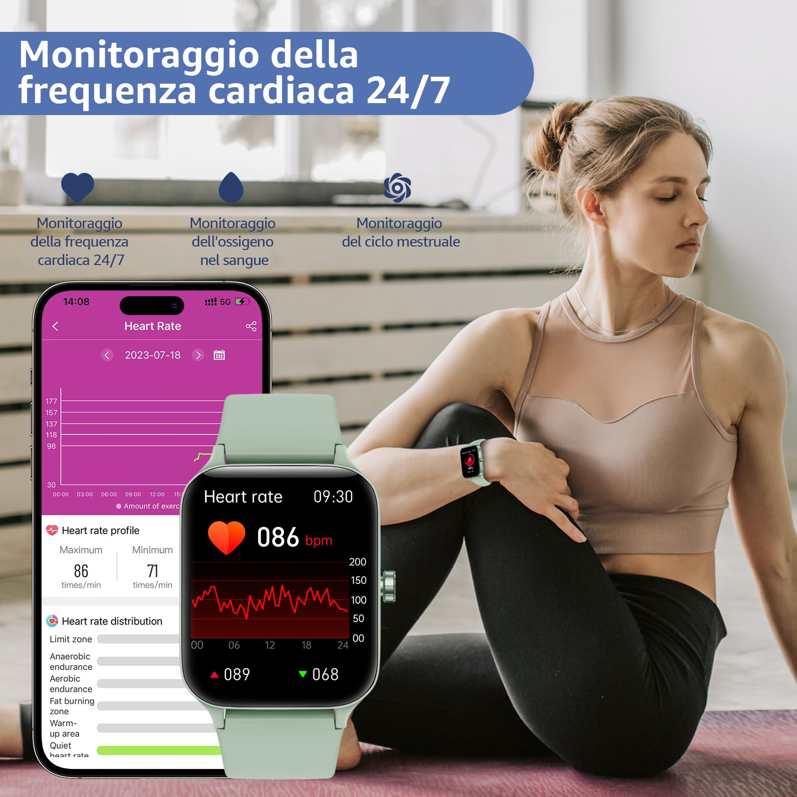 Smartwatch Uomo Donna,1.95" Orologio Smartwatch con Effettua/Risposta Chiamate,140+ Sportive Fitness Tracker con Pressione Sanguigna e Monitor Sonno,IP68 Smart Watch per Android/iOS
