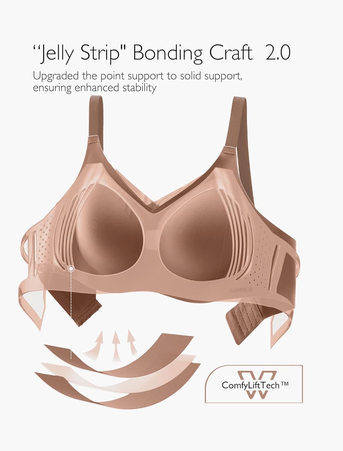 Wireless Bra with Support, Seamless Bra for Women, Mesh Elegance Shaping Bra with Contrast Colored Straps - Image 4