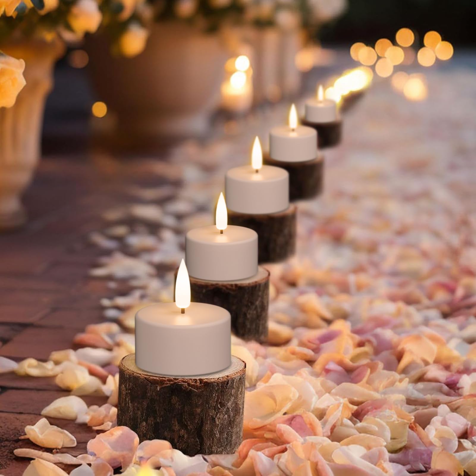 Velas votivas recargables sin llama con control remoto y temporizador, 12 velas LED parpadeantes de plástico blanco con base de carga, decoración de Halloween, Navidad y vacaciones (1.6 x 1.9