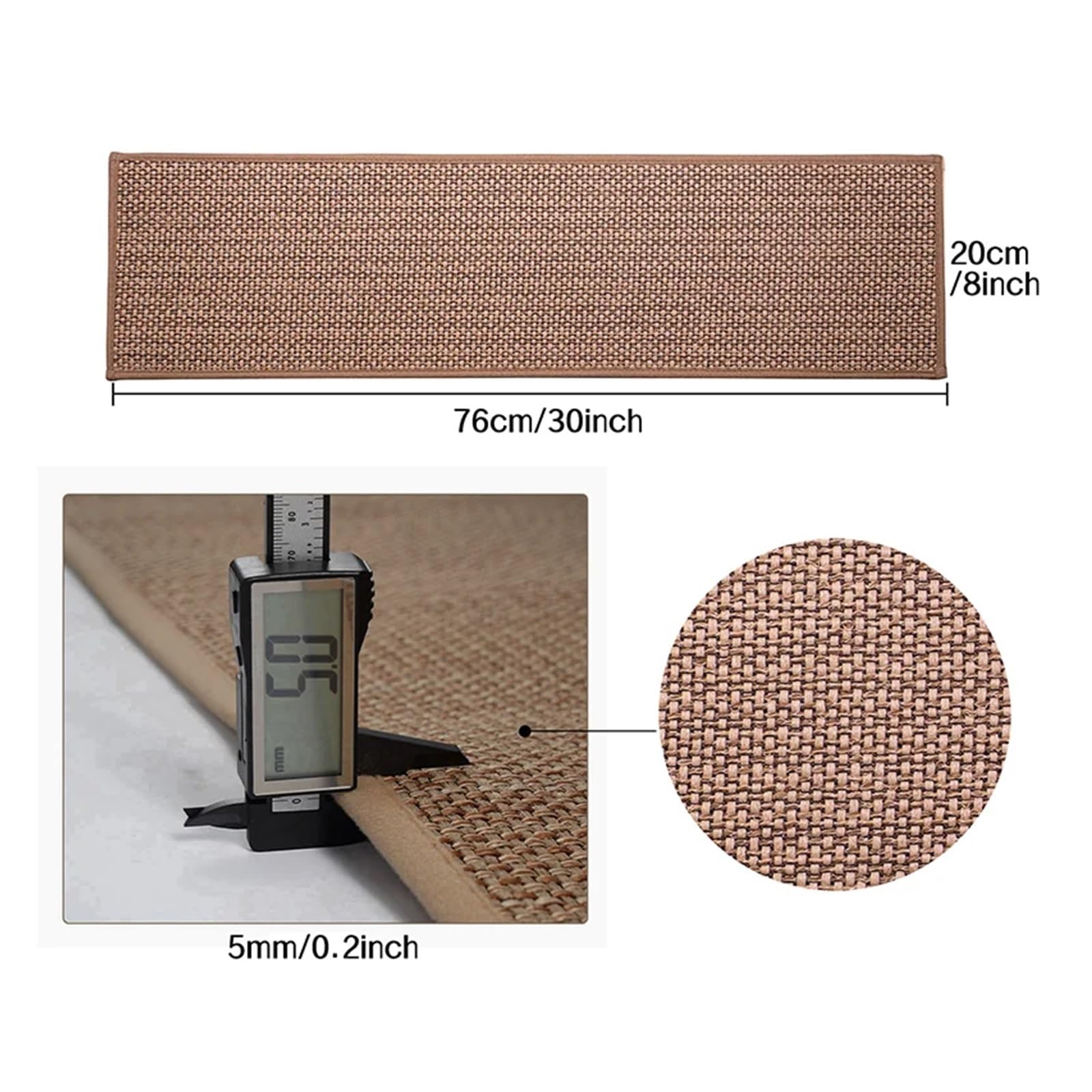 ry Anti-Rutsch-Stufenmatten-Set, selbstklebend, TPR, rutschfester Teppich für Küche und Zuhause, schützt Stufen, 5 Stück (Kaffee, 76 x 20 cm)