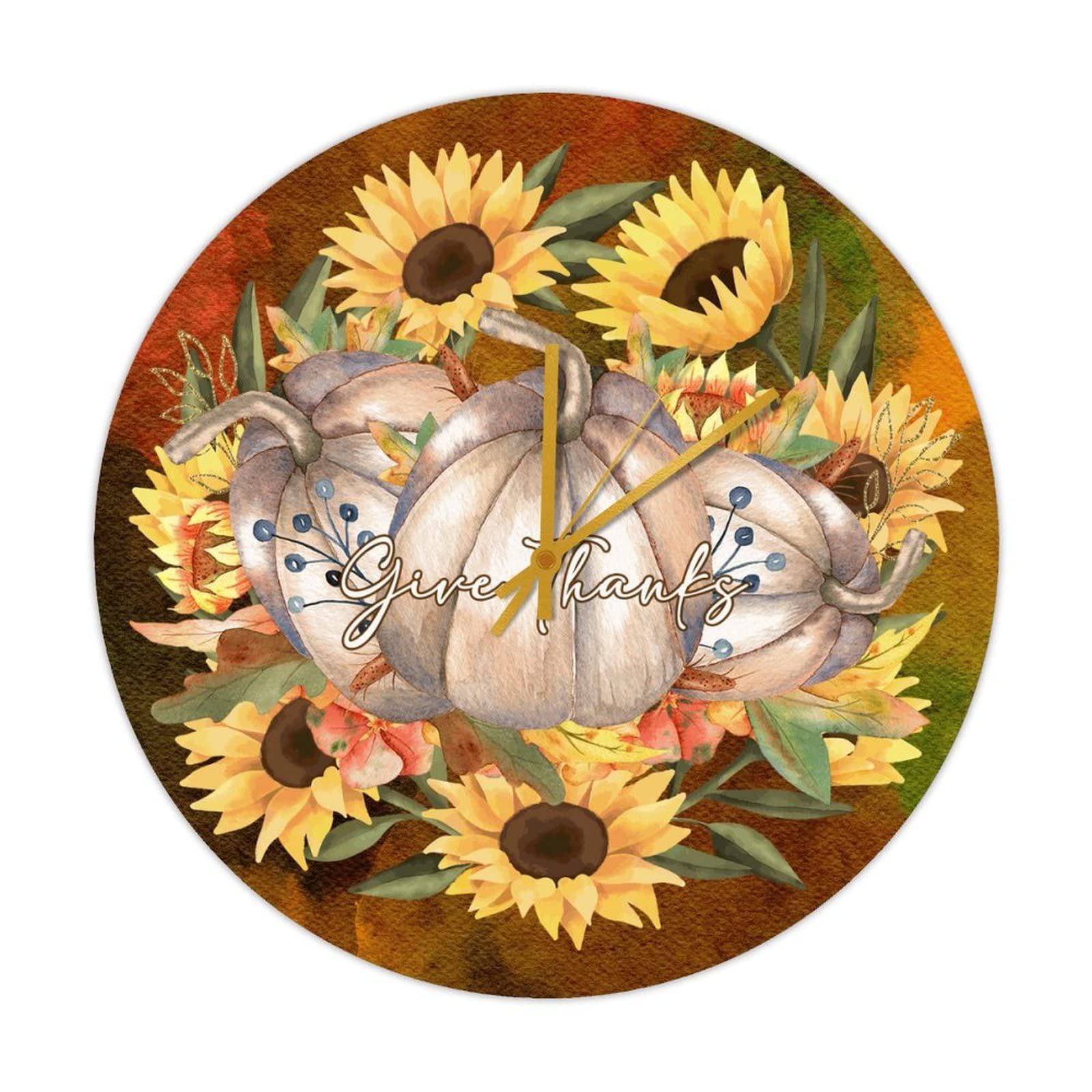 Horloge en bois couronne de citrouille vintage muette 38 cm