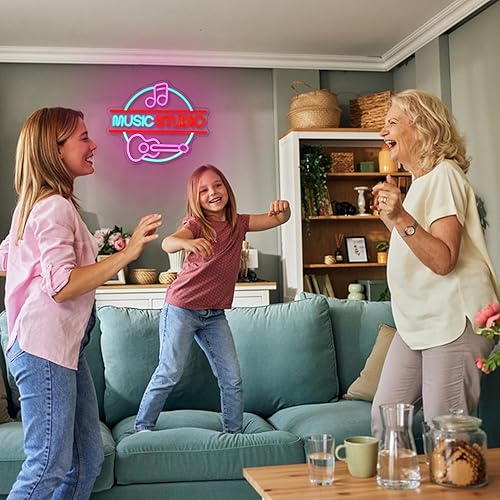 Miniatura 7 de Letrero de neón musical para decoración de pared, letra de estudio de música, luz de neón, luz de neón, luz de neón, notas rosas, letrero LED para
