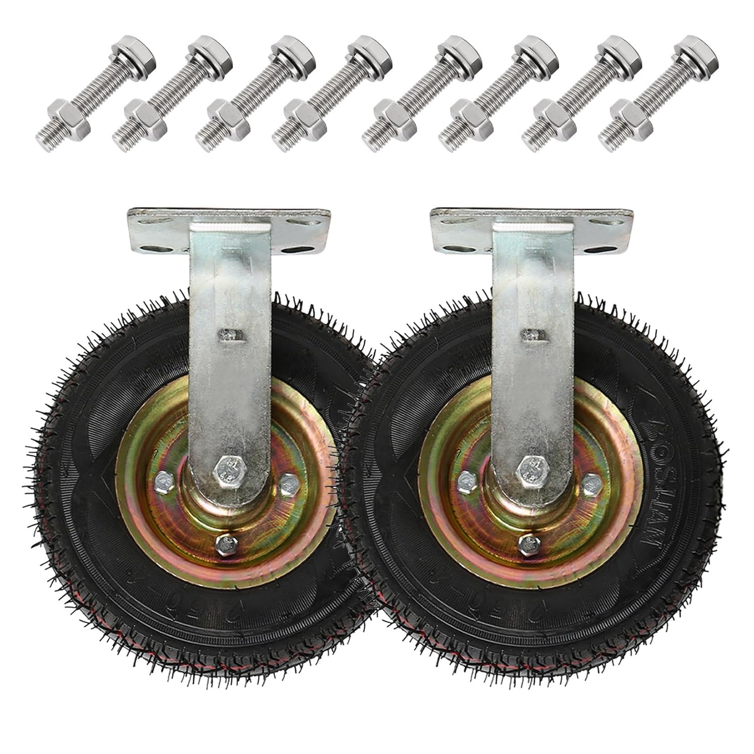 6 8 10 Inch Heavy Duty Industrial Caster Wheel Set of 2, Double Ball