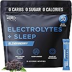 Keto Vitals Sleep Drink Electrolyte Sleep Powder Packets - Fast-Acting Sleep Blend of Melatonin 3mg, GABA, L-Theanine, & Ashwagandha - Elderberry, 30 Count