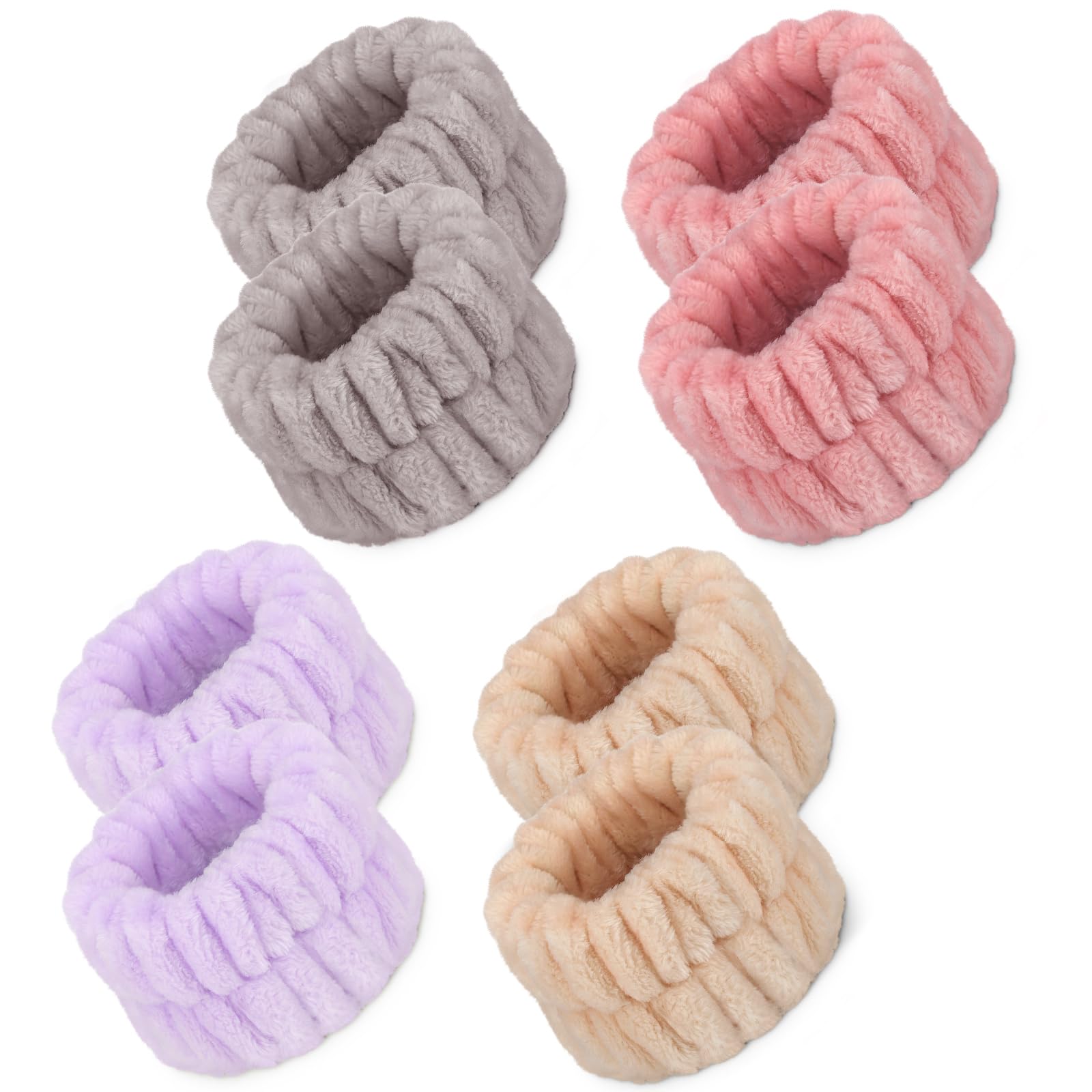 Microfiber Spa Wristbands - Absorbent Wrist Towels for Face Washing, Prevent Water from Spilling Down Your Arms (8 Pcs)