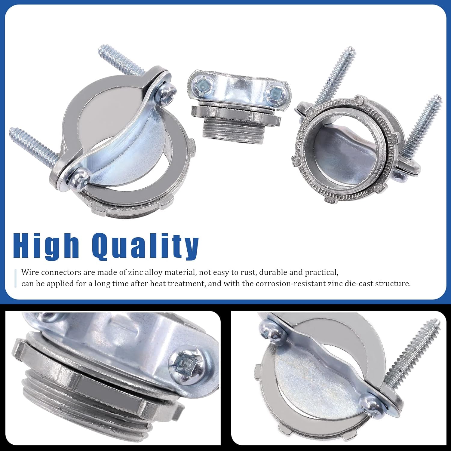 Glarks 9Pcs 1/2" 3/4" 1" Clamp Type Cable Connectors Clamp Cable Connectors Metallic Conduit Protect Cables for Metallic Conduit Protect Cables
