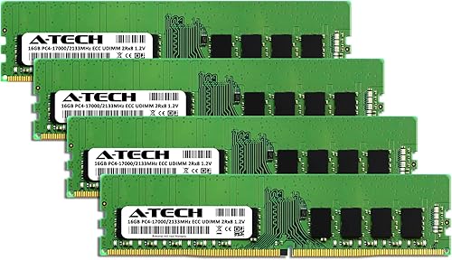 Miniatura 2 de A-Tech Kit de 64 GB (4 x 16 GB) RAM de memoria para Supermicro X11SSM-F - DDR4 2133 MHz PC4-17000 ECC sin búfer UDIMM 2Rx8 1.2 V - Servidor