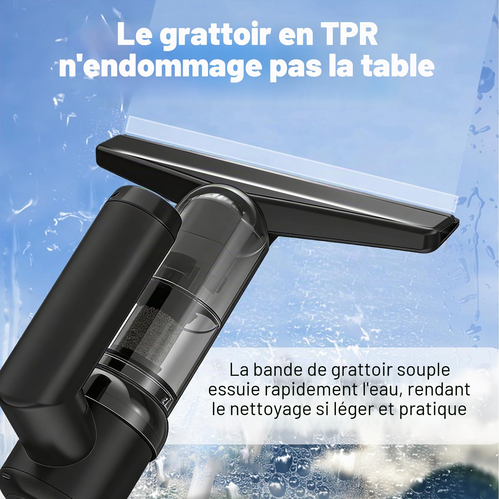 Nettoyeur De Vitre Sans Fil avec Reservoir 100 Ml et 30 Min Dautonomie Lave Vitre Electrique Pratique et Leger Aspirateur Vitre Rechargeable pour Vitres Miroirs Portes de Douche et Surfaces Lisses