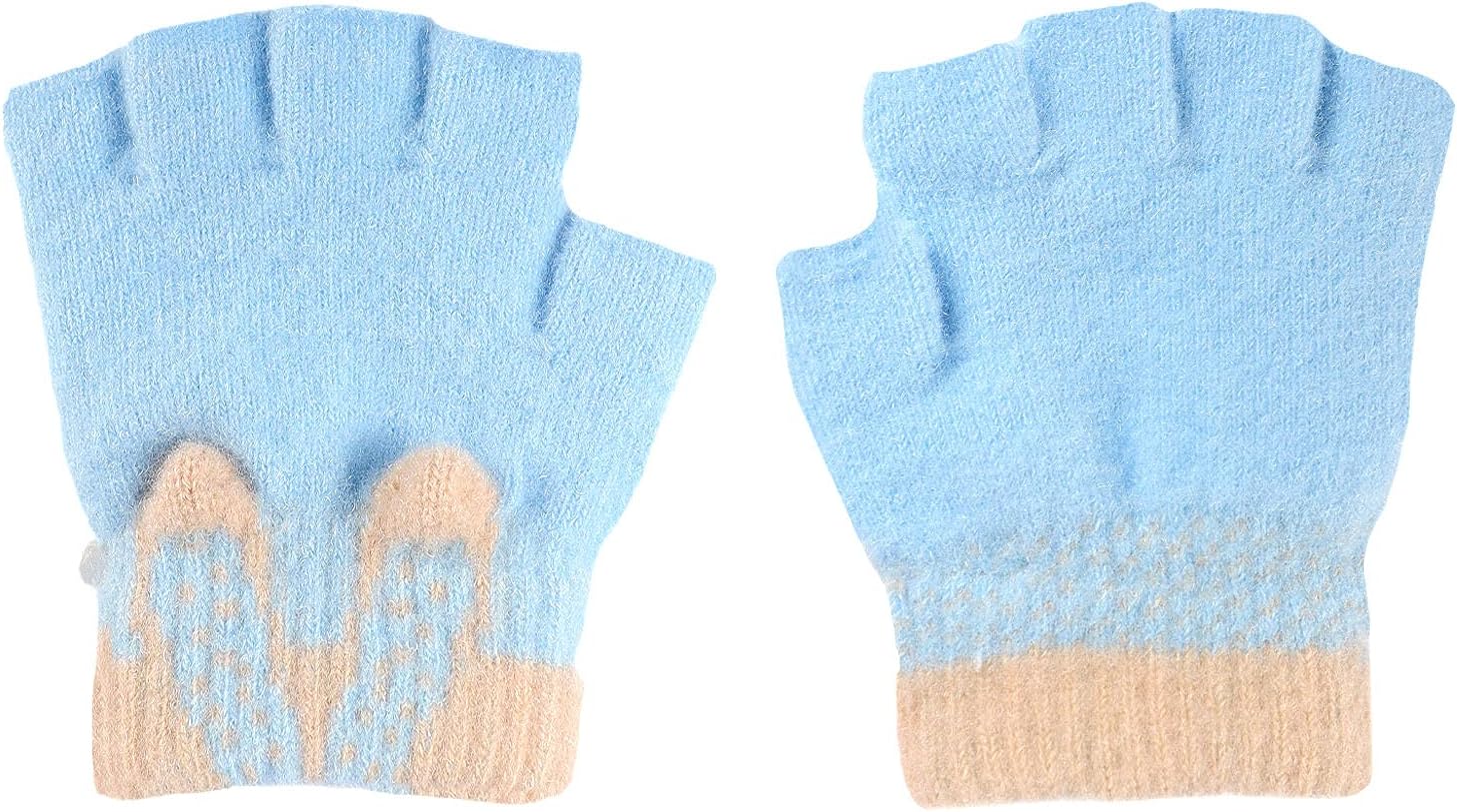 Mitaines chaudes en tricot pour femme - Demi-doigts - Pour lhiver