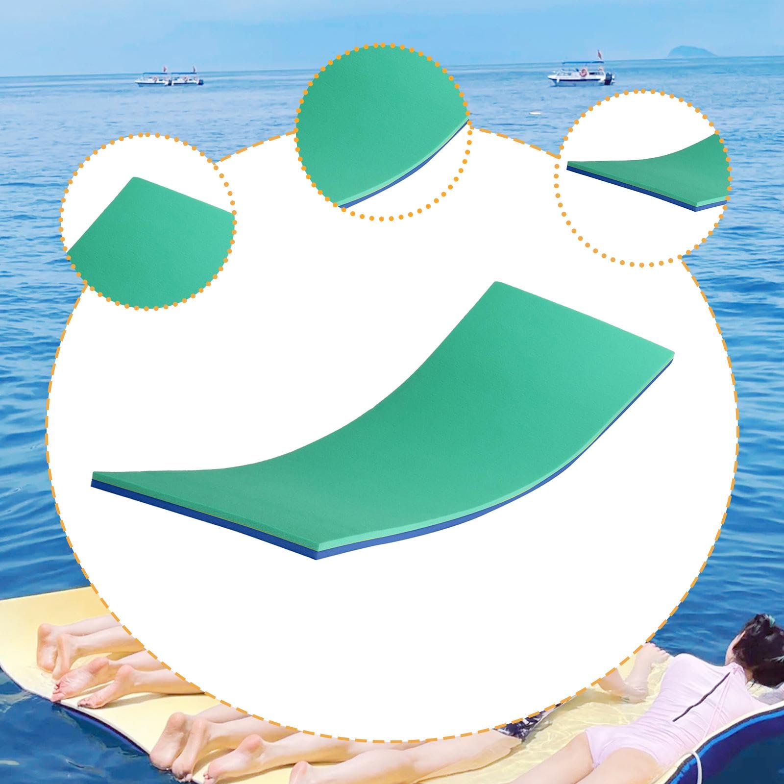 Flotante Piscina Alfombra Manta Tapete Colchón Flotante Plegable Fácil de Transportar Fabricada en XPE Adecuada para Vacaciones Y Fiestas Verde Azul