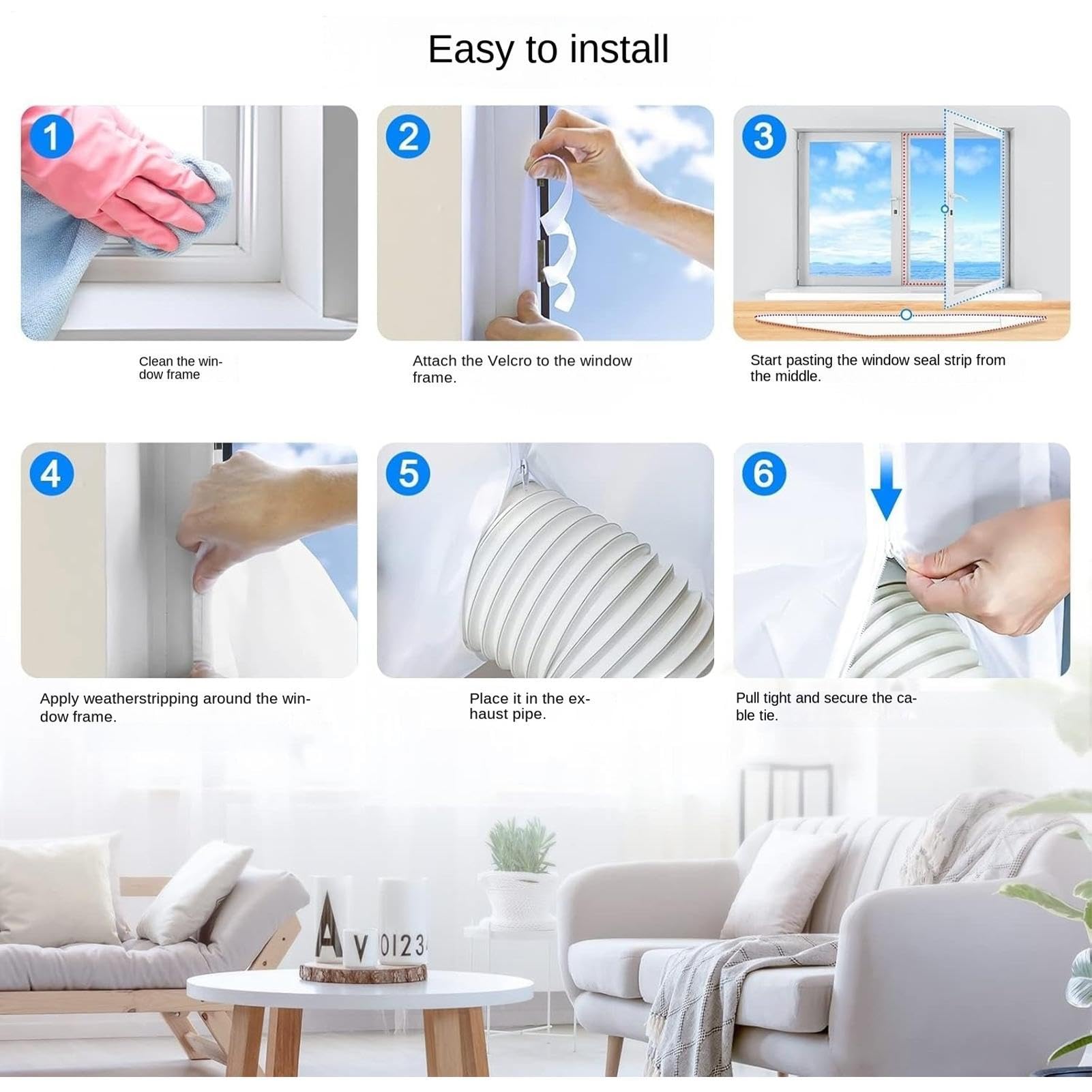 Guarnizione per finestra per condizionatore d'aria – Tessuto antifreddo per porta, progettato per la prevenzione delle correnti d'aria Kit di guarnizioni AC di alta qualità con facile installazione