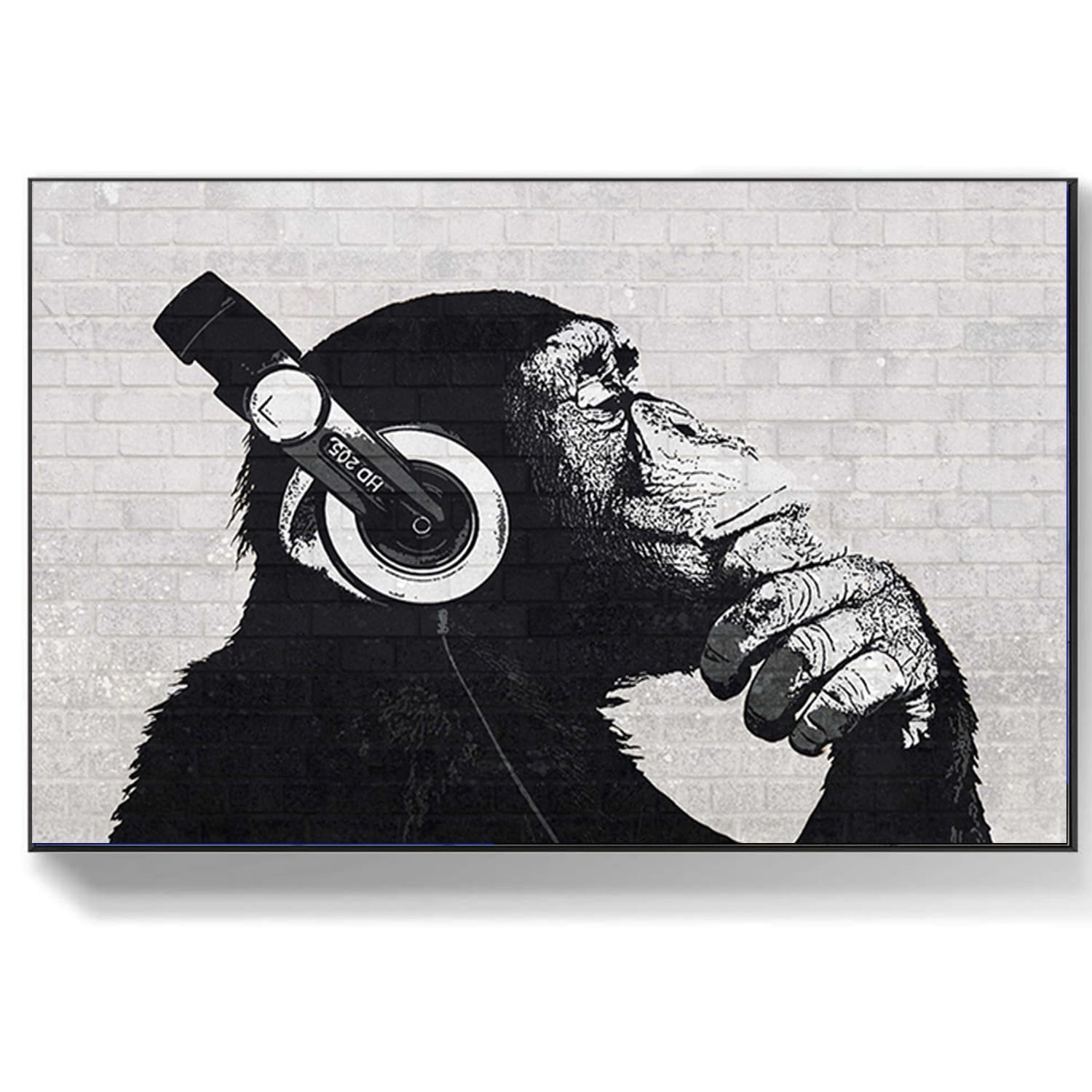 DQTUYIOP Banksy Art Wall Prints 60x90cm Chimp with Headphones Banksys Graffiti Street Wall Art Posters Abstract Canvas Poster Inspirational Quotes Canvas for Living Room Bedroom Home Decor