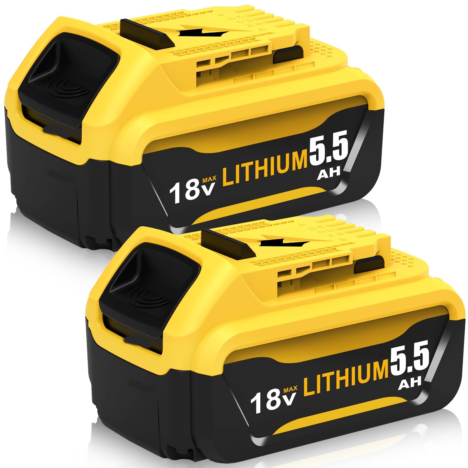 2X 5500mAh Ricambio per Dewalt Batteria 18V DCB184 DCB180 DCB181 DCB182 DCB200 DCB201 DCB204 DCB107 DCB102 con indicatore LED