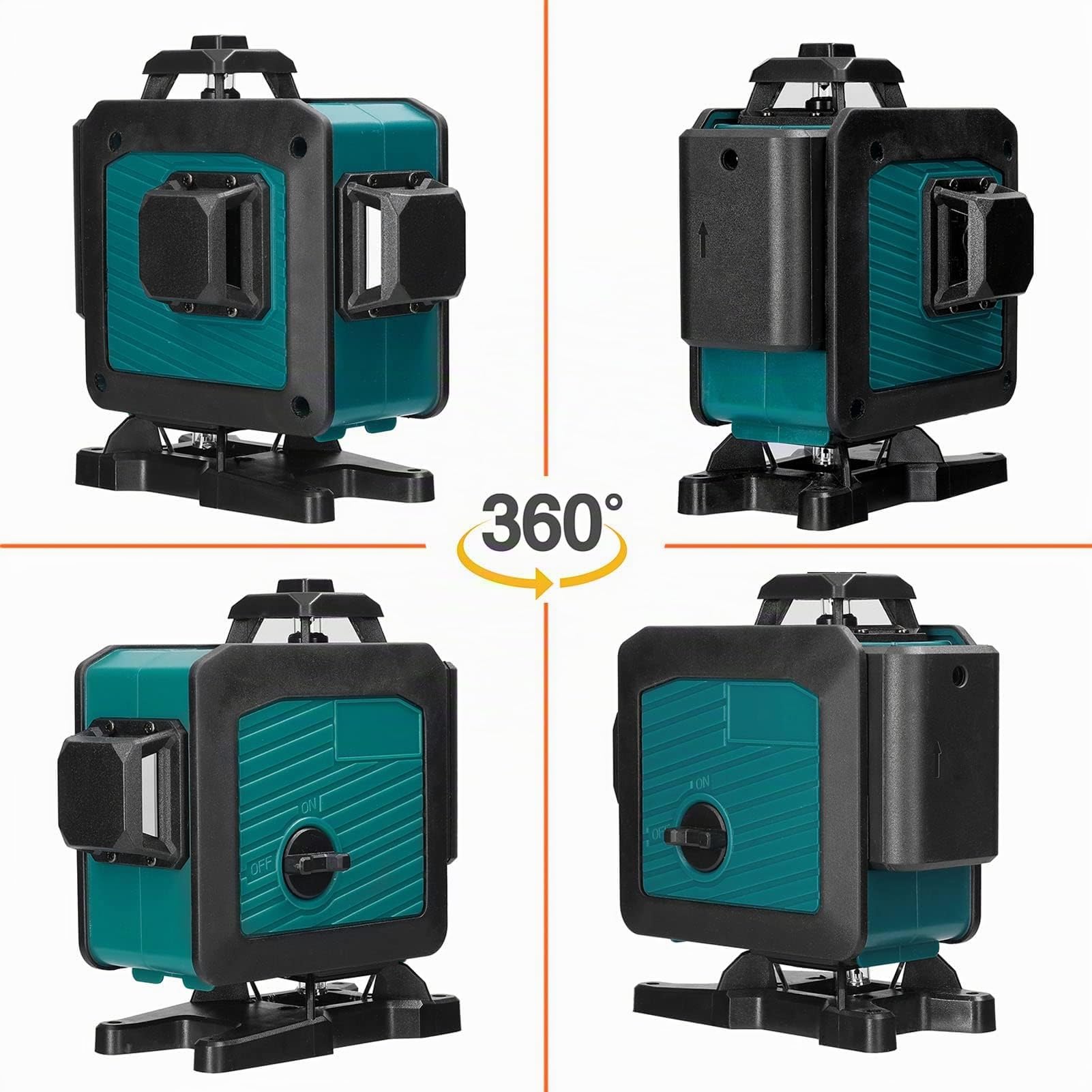 Geevorks Nivel Láser 360,16Líneas Láseres de Verde Cruzada,Autonivelante 3grados 4D,con Trípode+Control Remoto+Control móvil, 2 1200mAh Baterías, Base de Rotación,Herramientas de Mejoras para Hogar