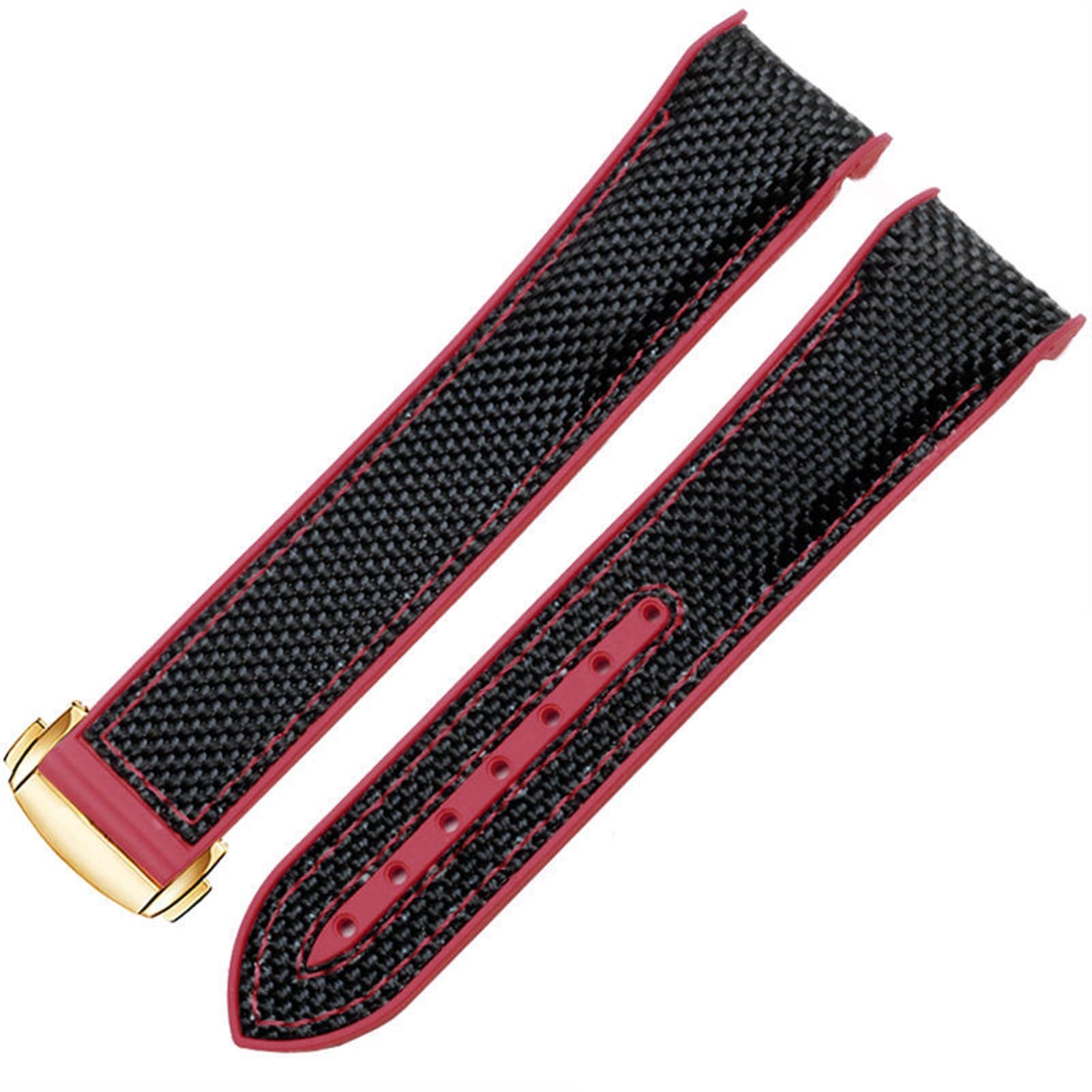 QTYQWC Watch Bracelet for Omega 300 SEAMASTER 600 Planet Ocean Folding Buckle Silicone Nylon Strap Watch Accessories Watch Band (Color : Black Orange, Size : 22mm)