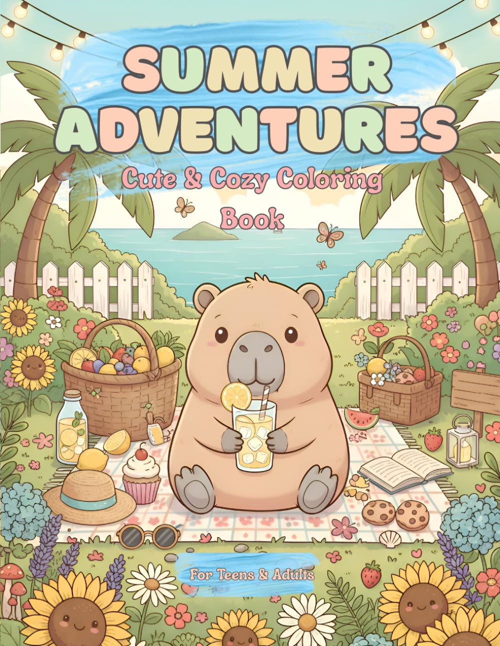 Cozy Summer Adventures Capybara Coloring Book: 50 Cozy and Relaxing Summer Scenes for Teens & Adults Featuring Cute Gardens, Beaches, Nature, and Peaceful Escapes (Cozy Capybara Adventures)