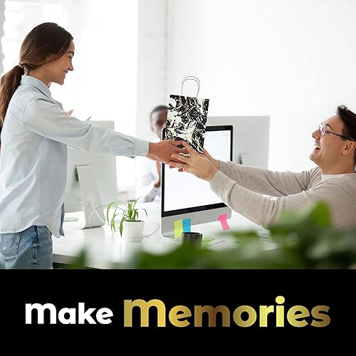 Miniatura 6 de HOUMY Bolsas de regalo doradas de 5.25 x 8 x 3.25 pulgadas (paquete de 10) para regalos pequeños y medianos, negro y cobre, blanco y dorado, fiesta