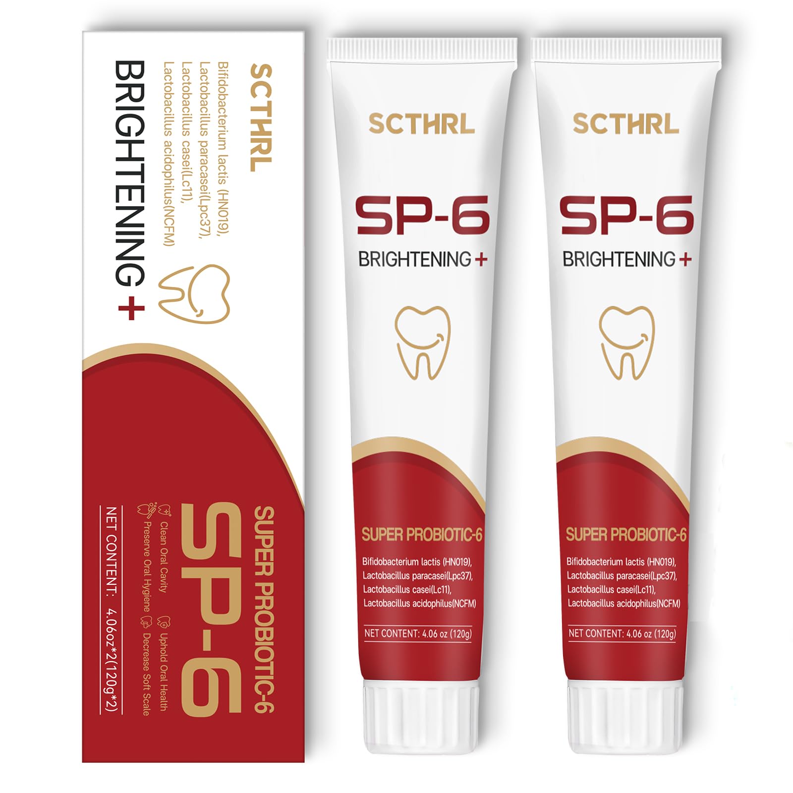 Upgraded SP-6 Probiotic Whitening Toothpaste, Advanced Whitening Formula with 4 Probiotics, Mint Flavor for Fresh Breath, ...