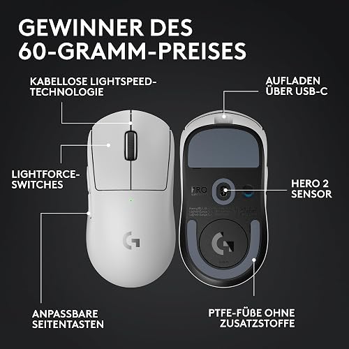 Logitech G PRO X SUPERLIGHT 2, souris gaming sans fil, Est Europe - Blanc - 6
